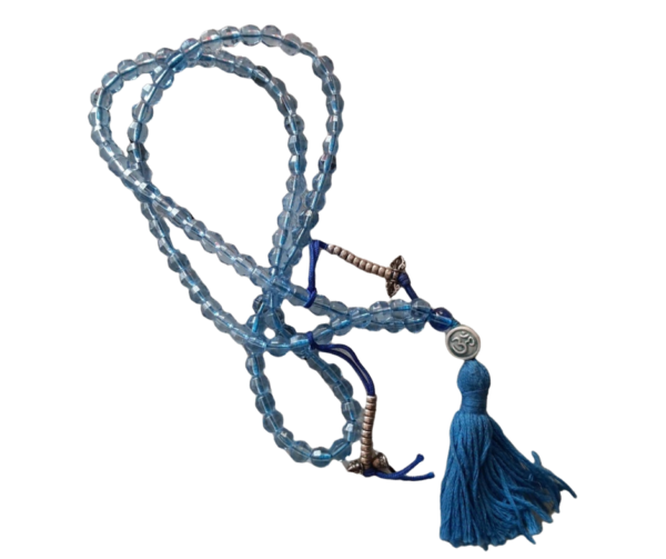 Glass Mala, Blue, Buddhist Prayer Bead Counter