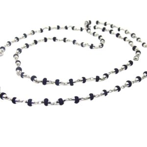 Black Tulsi Beads Mala in Silver Caps