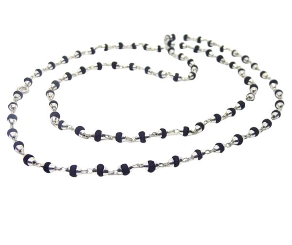 Black Tulsi Beads Mala in Silver Caps