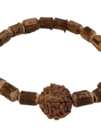 Natural Raw Holy Basil Tulsi & 7 mukhi Rudraksha Mala beads bracelet