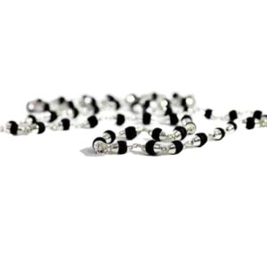 Black Tulsi Beads Mala in Silver Caps