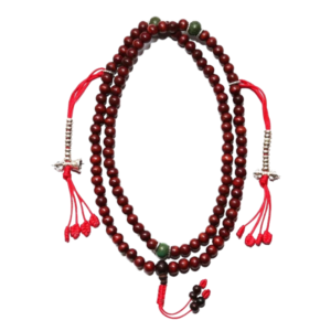 Best Quality, Red Sandalwood Mala with Mala Counter, White Metal Counter