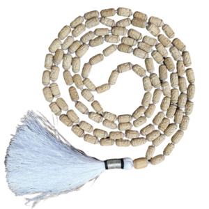 Radha Engraved Tulsi Mala, Basil Necklace