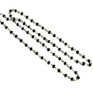 wooden beads black basil rosary silver chain necklace