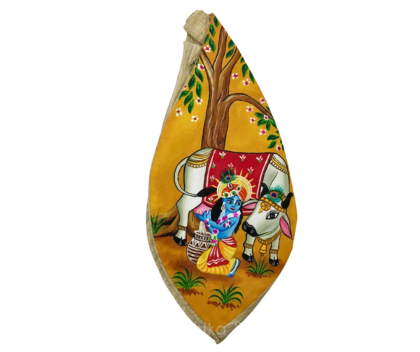 Gopal Krishna Milking Surabhi - Hand Painted - Bead Bag