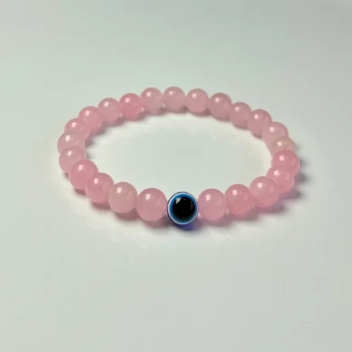 Rose Quartz with Evil Eye Bracelet